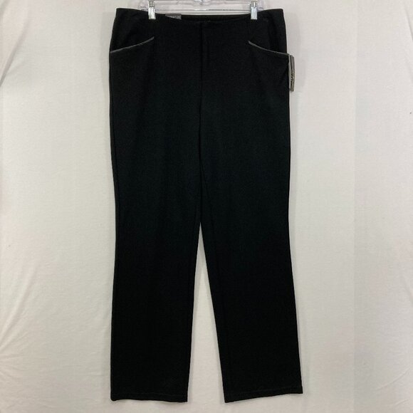 New INC International Concepts size 16W Black Stretch Straight Leg Pants Office - Picture 1 of 10